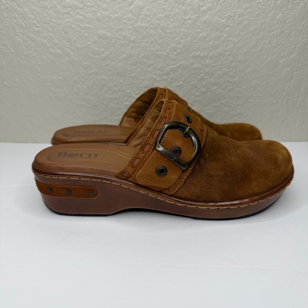 Born Women’s Banyan Suede Leather with Buckle detail Slip-on Comfort Clogs Sz 8 - Picture 4 of 11